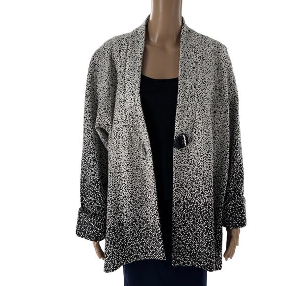 Ali Miles Black White Polka Dot Ombre Jacket - Picture 6 of 11